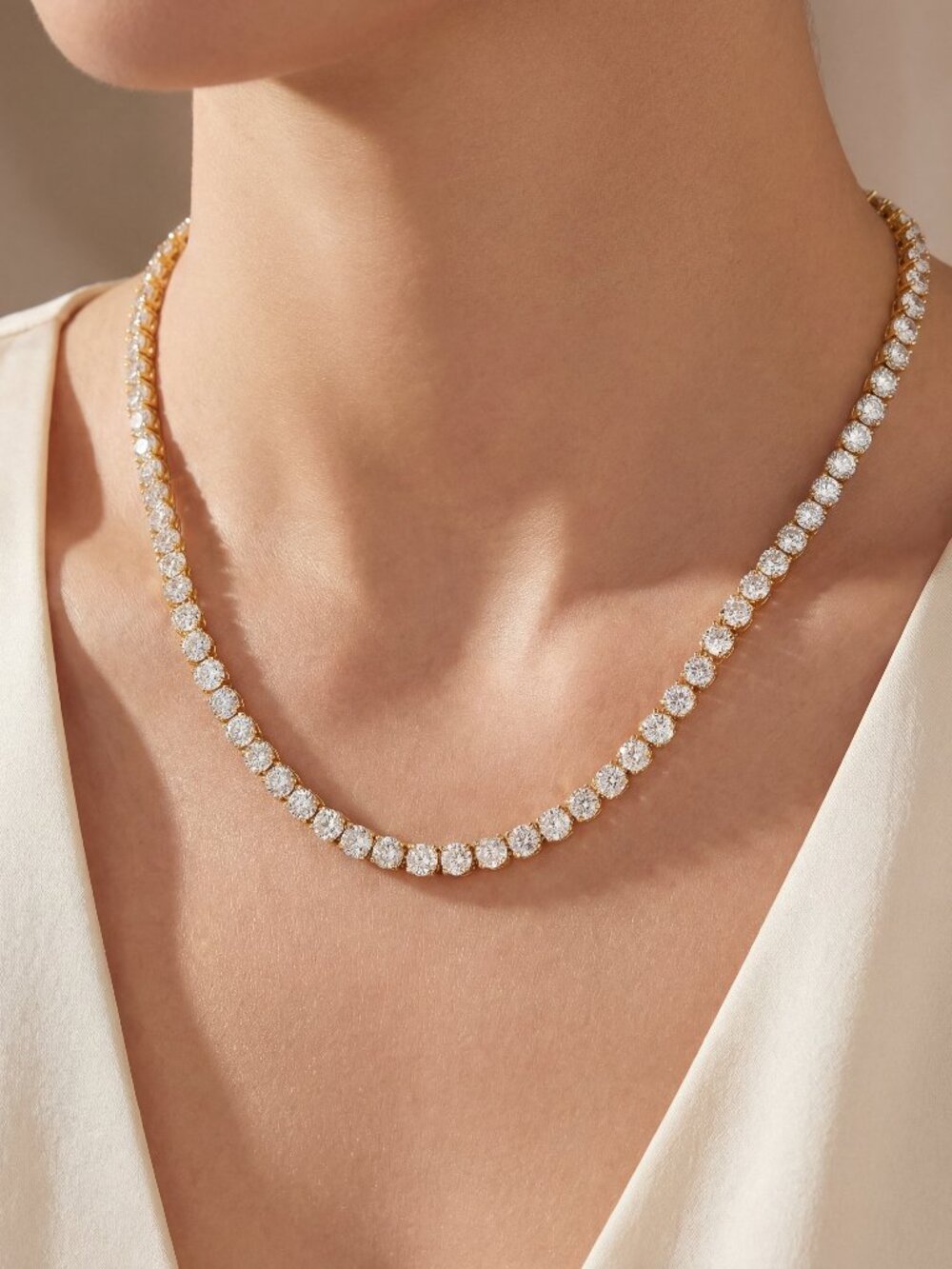 50.00Ct Lab Grown Diamond 18inch Tennis Necklace in 14k Gold
